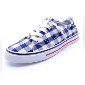 Tommy Hilfiger Navy & White Gingham Odesi Sneaker, women’s, size 10